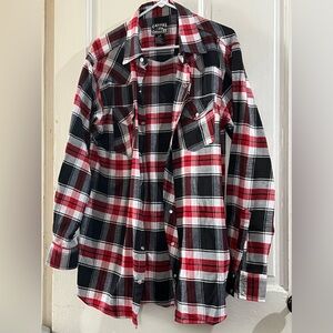 Casual Country Men’s Size Large Tall Plaid Long Sleeve Snap Button Down Shirt